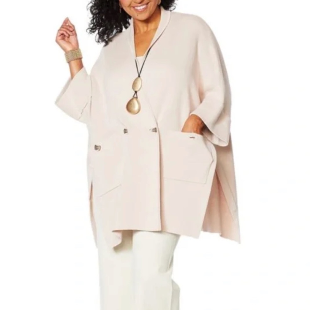 Marla Wynne - Drama Oversized Knit Oatmeal Cream Topper Cardigan - Medium